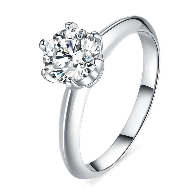 925 Silver Plated Elegant Moissanite Ring