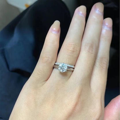 925 Silver Plated Elegant Moissanite Ring