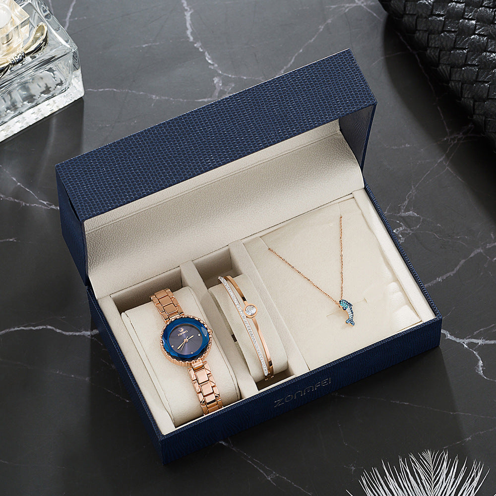 Elegant Watch, Bracelet & Necklace Set