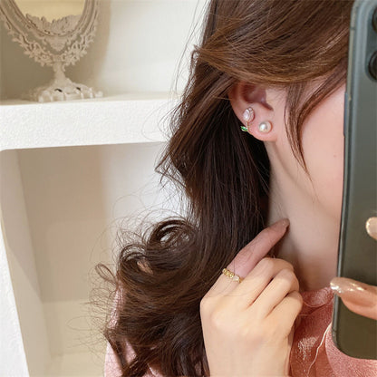 Elegant Tulip Pearl Stud Earrings
