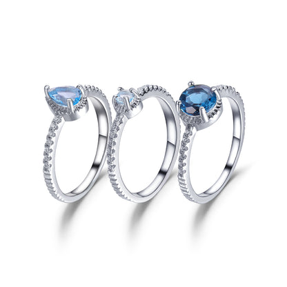 Simple Natural Topaz Diopside Rings Set