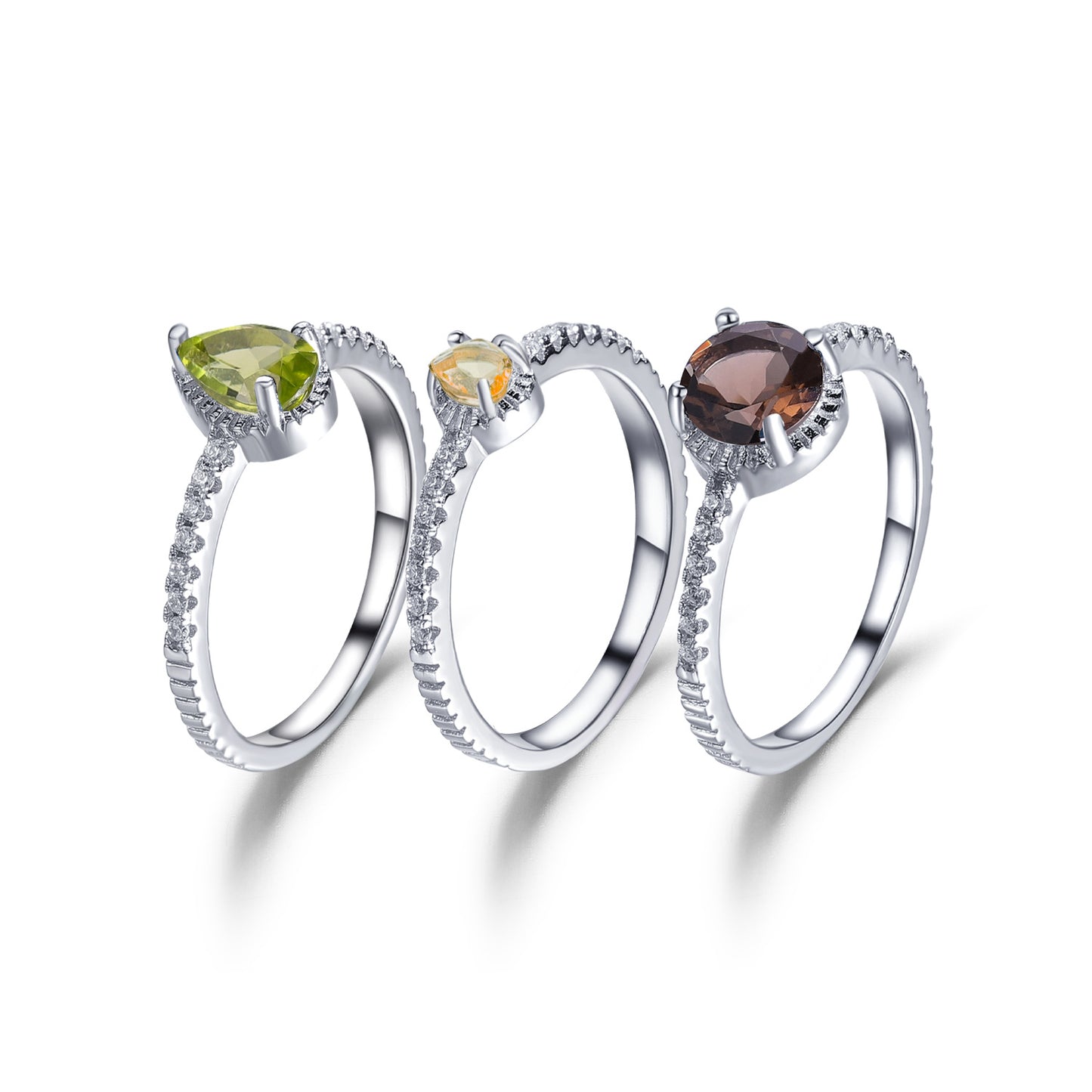Simple Natural Topaz Diopside Rings Set