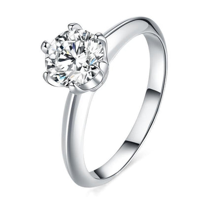 925 Silver Plated Elegant Moissanite Ring