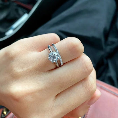 925 Silver Plated Elegant Moissanite Ring